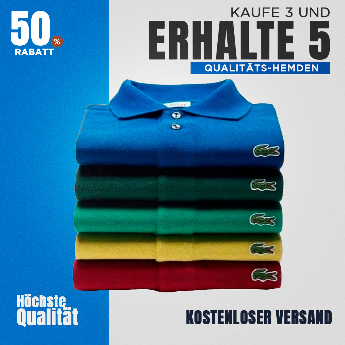 [3 KAUFEN, 5 ERHALTEN] Kit 5 LCT Essential Poloshirts – 50 % RABATT