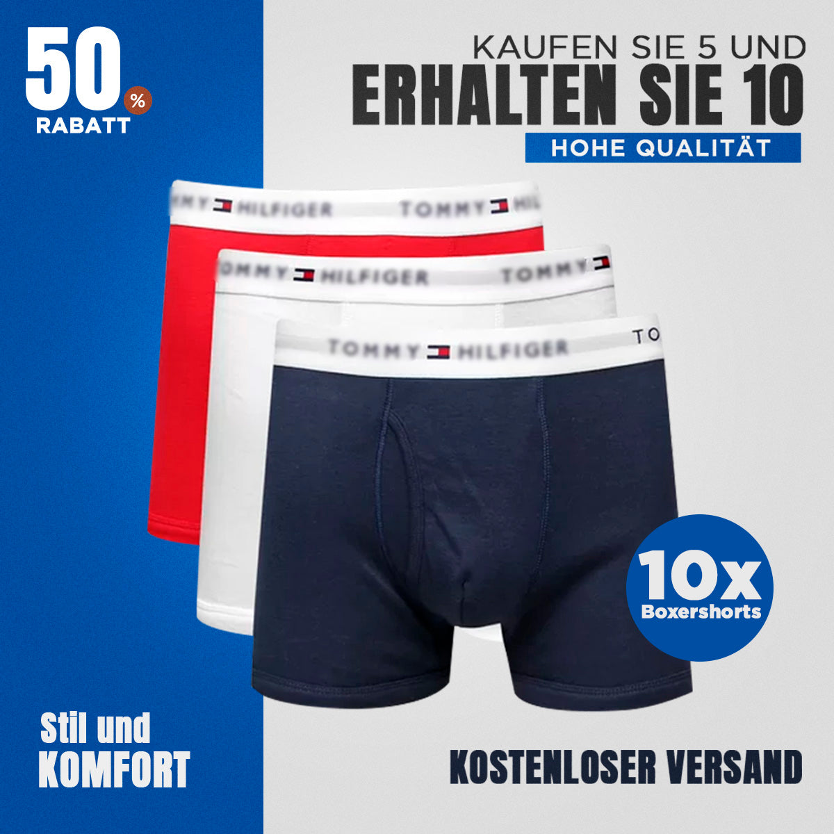 [KAUFEN SIE 5 UND ERHALTEN SIE 10] Set mit 10 Tommy H. Unterhosen